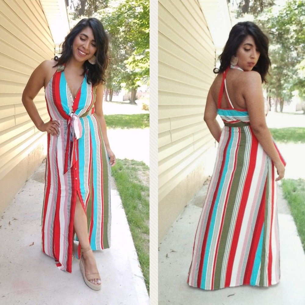 FANCY SEEING YOU HERE STRIPE MAXI DRESS - Picture 2 of 13